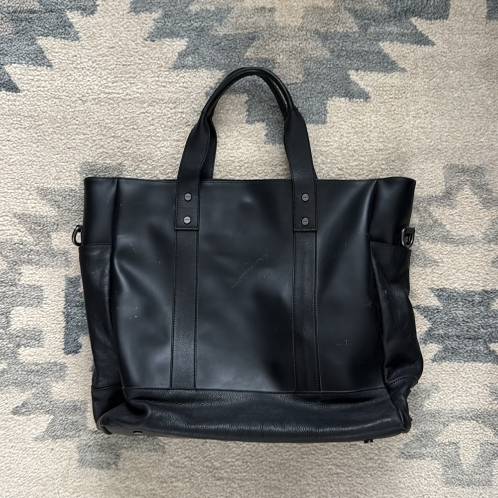 Black Leather Tote Bag - Classic Everyday Carry